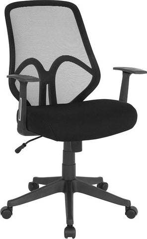 Flash Furniture Salerno Series High Back Black Mesh Chair with Arms - GO-WY-193A-A-BK-GG