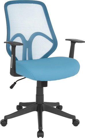 Flash Furniture Salerno Series High Back Light Blue Mesh Chair with Arms - GO-WY-193A-A-LTBL-GG