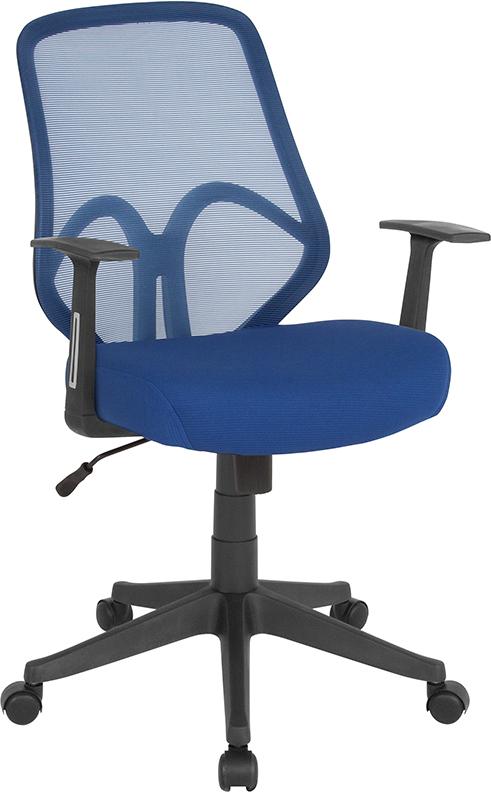 Flash Furniture Salerno Series High Back Navy Mesh Chair with Arms - GO-WY-193A-A-NVY-GG