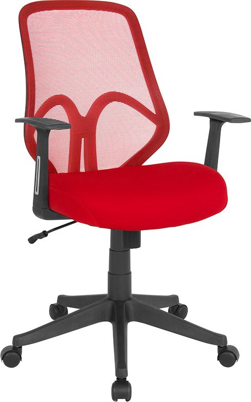 Flash Furniture Salerno Series High Back Red Mesh Chair with Arms - GO-WY-193A-A-RED-GG
