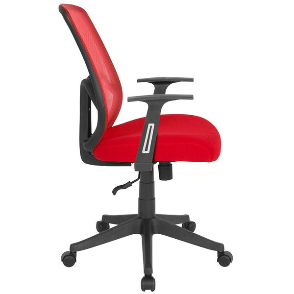 Flash Furniture Salerno Series High Back Red Mesh Chair with Arms - GO-WY-193A-A-RED-GG