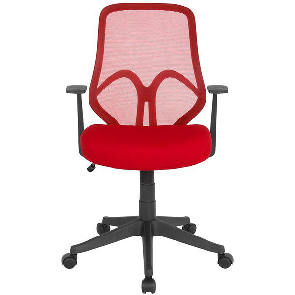 Flash Furniture Salerno Series High Back Red Mesh Chair with Arms - GO-WY-193A-A-RED-GG