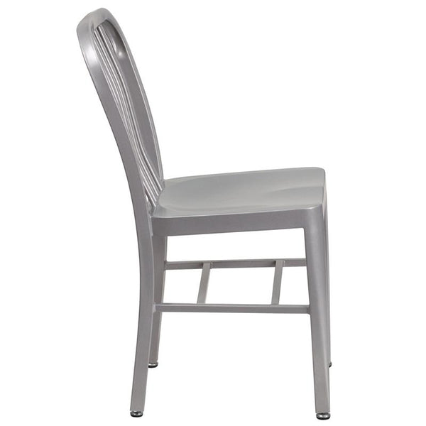 Flash Furniture Silver Metal Indoor-Outdoor Chair - CH-61200-18-SIL-GG