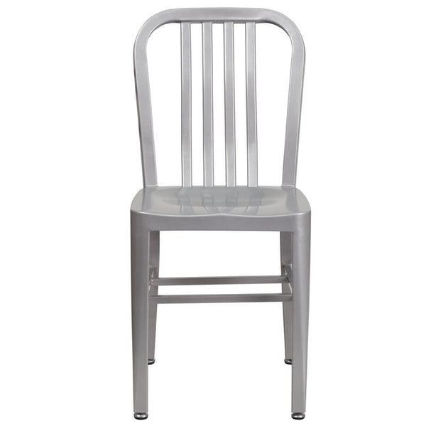 Flash Furniture Silver Metal Indoor-Outdoor Chair - CH-61200-18-SIL-GG