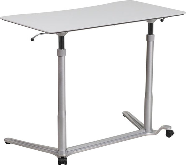 Flash Furniture Sit-Down, Stand-Up Light Gray Computer Desk with 37.375''W Top (Adjustable Range 29'' - 40.75'') - NAN-IP-6-1-GG