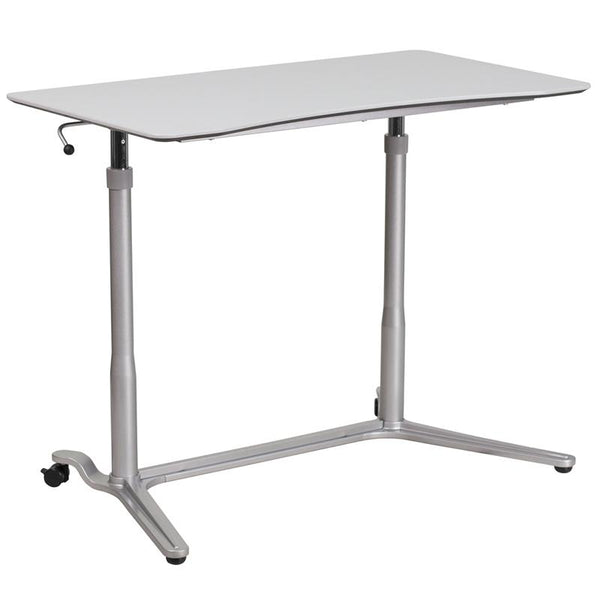 Flash Furniture Sit-Down, Stand-Up Light Gray Computer Desk with 37.375''W Top (Adjustable Range 29'' - 40.75'') - NAN-IP-6-1-GG