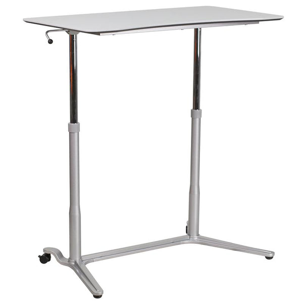 Flash Furniture Sit-Down, Stand-Up Light Gray Computer Desk with 37.375''W Top (Adjustable Range 29'' - 40.75'') - NAN-IP-6-1-GG