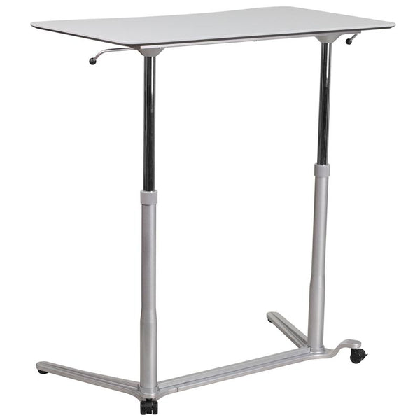 Flash Furniture Sit-Down, Stand-Up Light Gray Computer Desk with 37.375''W Top (Adjustable Range 29'' - 40.75'') - NAN-IP-6-1-GG