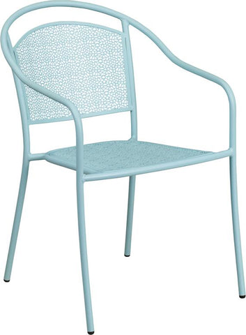 Flash Furniture Sky Blue Indoor-Outdoor Steel Patio Arm Chair with Round Back - CO-3-SKY-GG