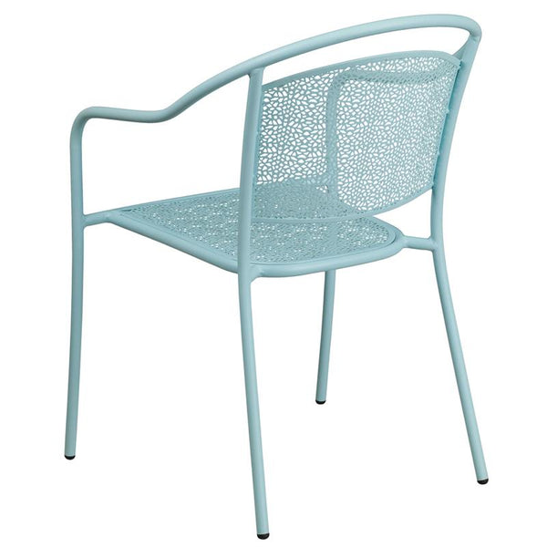 Flash Furniture Sky Blue Indoor-Outdoor Steel Patio Arm Chair with Round Back - CO-3-SKY-GG