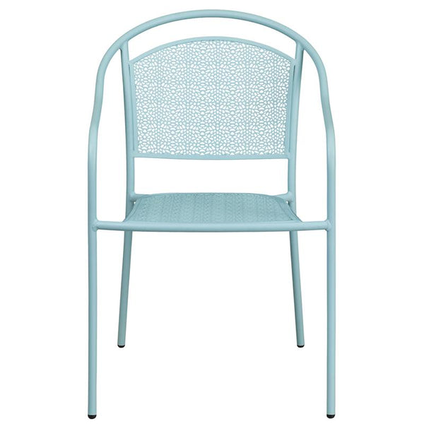 Flash Furniture Sky Blue Indoor-Outdoor Steel Patio Arm Chair with Round Back - CO-3-SKY-GG