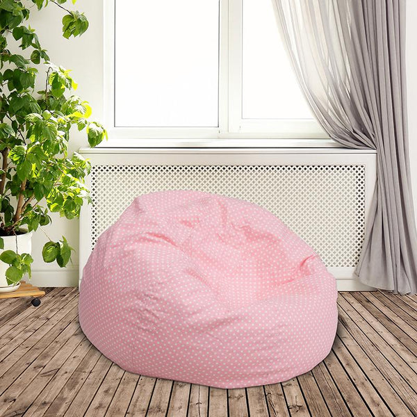 Flash Furniture Small Light Pink Dot Kids Bean Bag Chair - DG-BEAN-SMALL-DOT-PK-GG