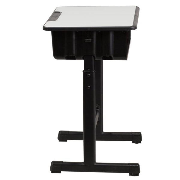 Flash Furniture Student Desk with Grey Top and Adjustable Height Black Pedestal Frame - YU-YCY-046-GG