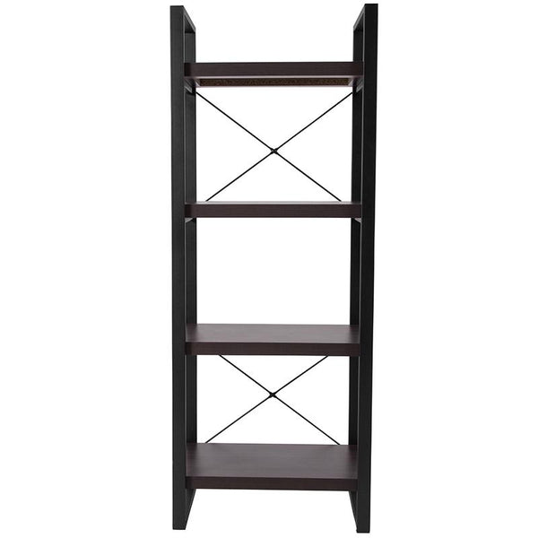 Flash Furniture Thompson Collection Charcoal Wood Grain Finish Bookshelf with Black Metal Frame - NAN-JH-1734-GG