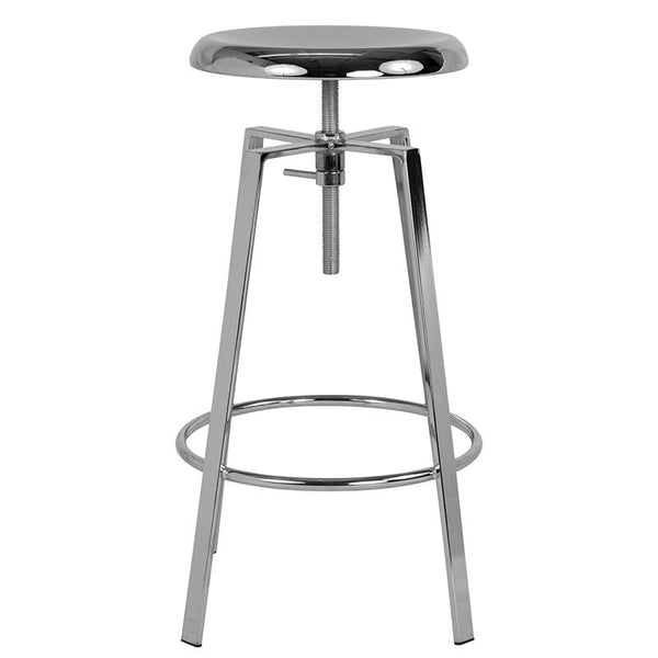 Flash Furniture Toledo Industrial Style Barstool with Swivel Lift Adjustable Height Seat in Chrome Finish - CH-181070-26S-CHR-GG