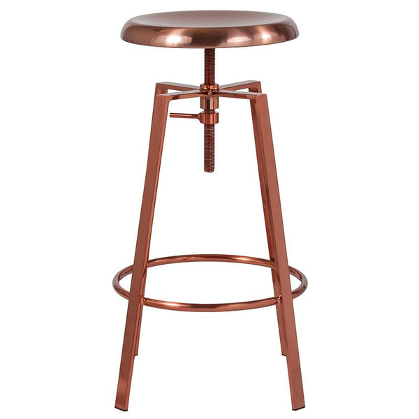 Flash Furniture Toledo Industrial Style Barstool with Swivel Lift Adjustable Height Seat in Rose Gold Finish - CH-181070-26S-ROS-GG