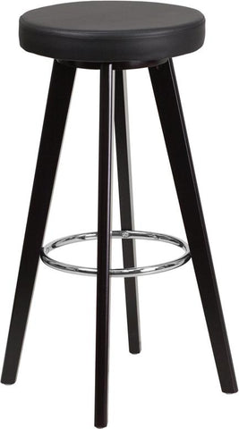 Flash Furniture Trenton Series 29'' High Contemporary Cappuccino Wood Barstool with Black Vinyl Seat - CH-152601-BK-VY-GG