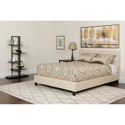 Flash Furniture Tribeca Full Size Tufted Upholstered Platform Bed in Beige Fabric - HG-18-GG