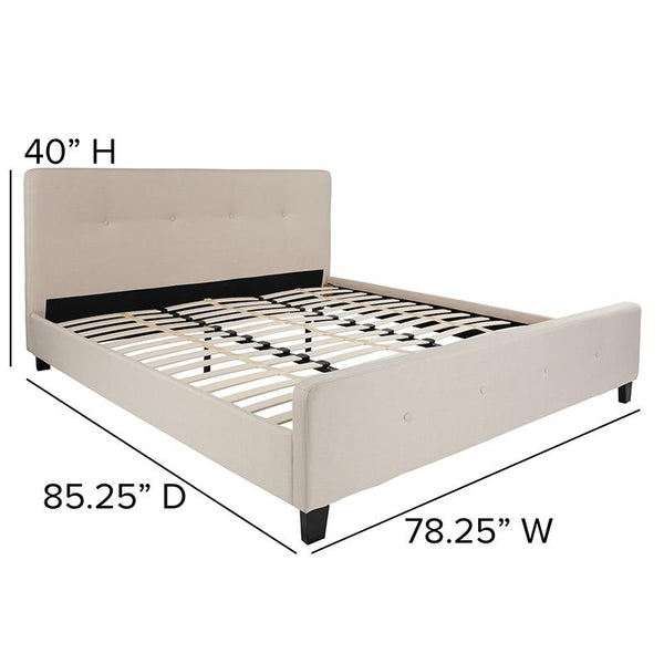 Flash Furniture Tribeca King Size Tufted Upholstered Platform Bed in Beige Fabric - HG-20-GG
