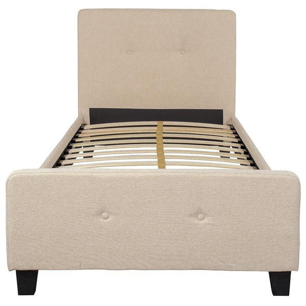 Flash Furniture Tribeca Twin Size Tufted Upholstered Platform Bed in Beige Fabric - HG-17-GG