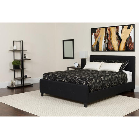 Flash Furniture Tribeca Twin Size Tufted Upholstered Platform Bed in Black Fabric with Pocket Spring Mattress - HG-BM-21-GG