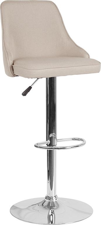 Flash Furniture Trieste Contemporary Adjustable Height Barstool in Beige Fabric - DS-8121A-BGE-F-GG