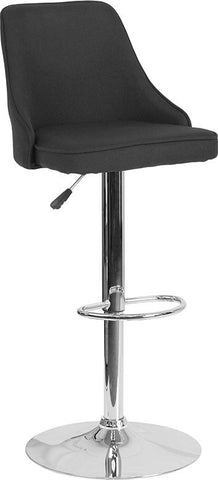 Flash Furniture Trieste Contemporary Adjustable Height Barstool in Black Fabric - DS-8121A-BLK-F-GG