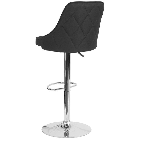 Flash Furniture Trieste Contemporary Adjustable Height Barstool in Black Fabric - DS-8121A-BLK-F-GG