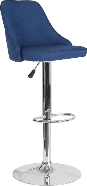 Flash Furniture Trieste Contemporary Adjustable Height Barstool in Blue Fabric - DS-8121A-BLU-F-GG