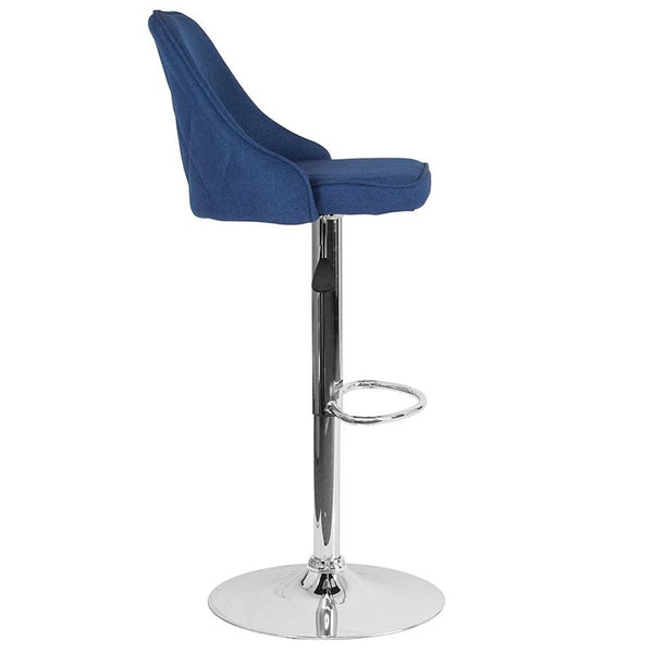 Flash Furniture Trieste Contemporary Adjustable Height Barstool in Blue Fabric - DS-8121A-BLU-F-GG