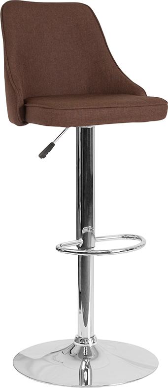 Flash Furniture Trieste Contemporary Adjustable Height Barstool in Brown Fabric - DS-8121A-BRN-F-GG