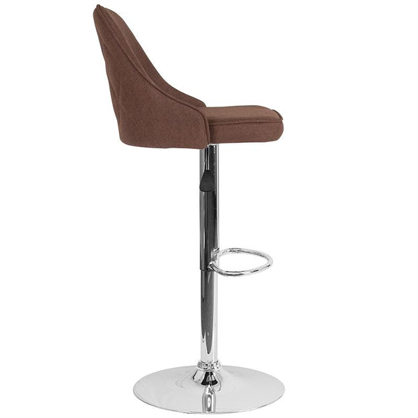 Flash Furniture Trieste Contemporary Adjustable Height Barstool in Brown Fabric - DS-8121A-BRN-F-GG