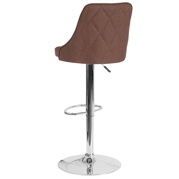 Flash Furniture Trieste Contemporary Adjustable Height Barstool in Brown Fabric - DS-8121A-BRN-F-GG