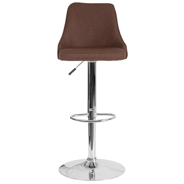 Flash Furniture Trieste Contemporary Adjustable Height Barstool in Brown Fabric - DS-8121A-BRN-F-GG