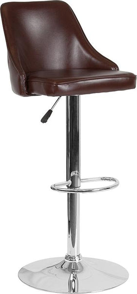 Flash Furniture Trieste Contemporary Adjustable Height Barstool in Brown Leather - DS-8121A-BRN-GG