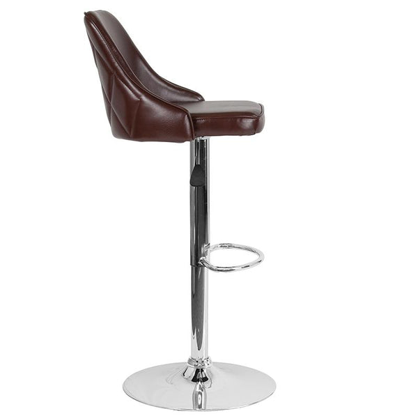 Flash Furniture Trieste Contemporary Adjustable Height Barstool in Brown Leather - DS-8121A-BRN-GG