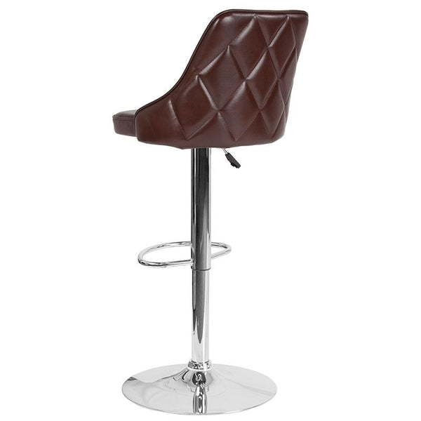 Flash Furniture Trieste Contemporary Adjustable Height Barstool in Brown Leather - DS-8121A-BRN-GG