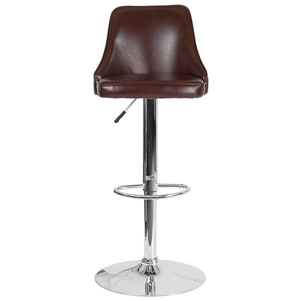 Flash Furniture Trieste Contemporary Adjustable Height Barstool in Brown Leather - DS-8121A-BRN-GG