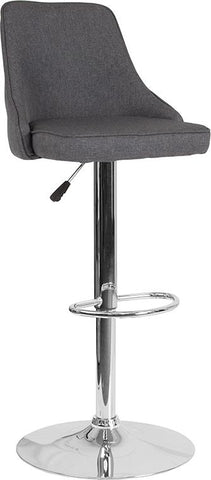 Flash Furniture Trieste Contemporary Adjustable Height Barstool in Dark Gray Fabric - DS-8121A-DGY-F-GG