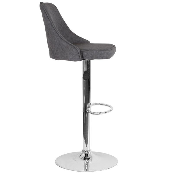 Flash Furniture Trieste Contemporary Adjustable Height Barstool in Dark Gray Fabric - DS-8121A-DGY-F-GG