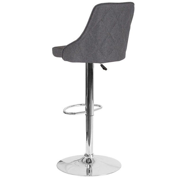 Flash Furniture Trieste Contemporary Adjustable Height Barstool in Dark Gray Fabric - DS-8121A-DGY-F-GG