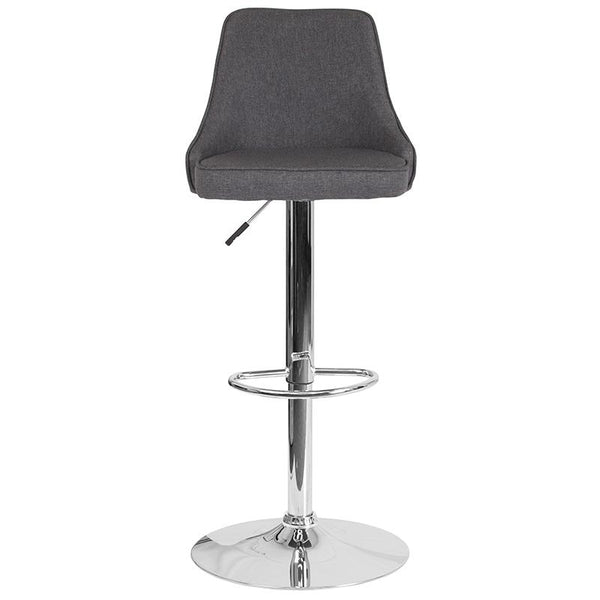 Flash Furniture Trieste Contemporary Adjustable Height Barstool in Dark Gray Fabric - DS-8121A-DGY-F-GG