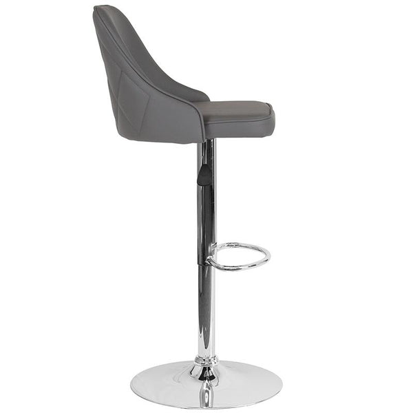 Flash Furniture Trieste Contemporary Adjustable Height Barstool in Gray Leather - DS-8121A-GRY-GG