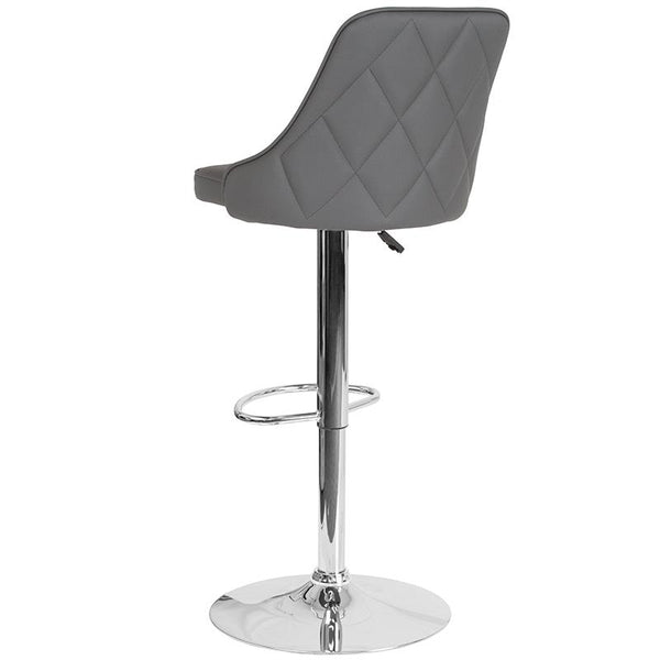 Flash Furniture Trieste Contemporary Adjustable Height Barstool in Gray Leather - DS-8121A-GRY-GG