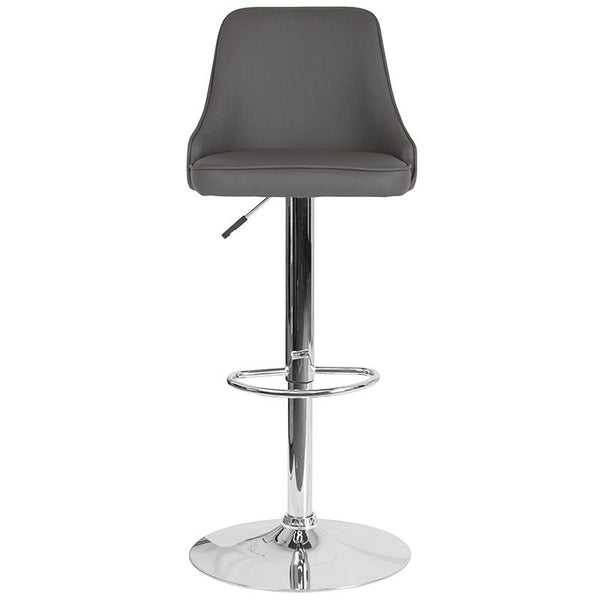 Flash Furniture Trieste Contemporary Adjustable Height Barstool in Gray Leather - DS-8121A-GRY-GG