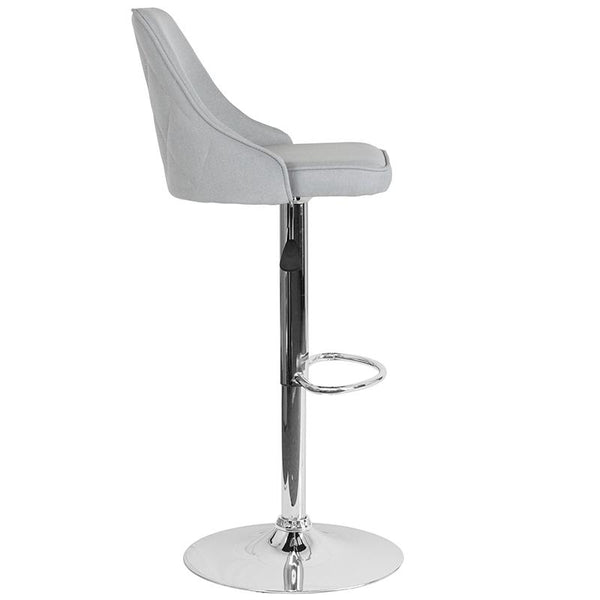 Flash Furniture Trieste Contemporary Adjustable Height Barstool in Light Gray Fabric - DS-8121A-LTG-F-GG