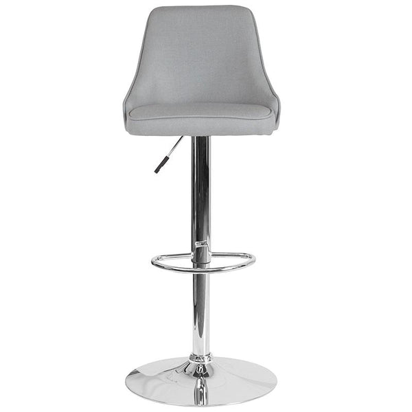 Flash Furniture Trieste Contemporary Adjustable Height Barstool in Light Gray Fabric - DS-8121A-LTG-F-GG