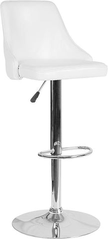 Flash Furniture Trieste Contemporary Adjustable Height Barstool in White Leather - DS-8121A-WH-GG