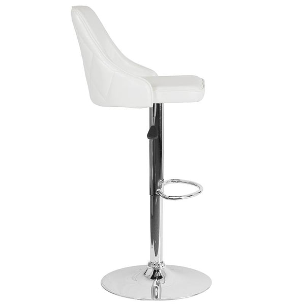 Flash Furniture Trieste Contemporary Adjustable Height Barstool in White Leather - DS-8121A-WH-GG