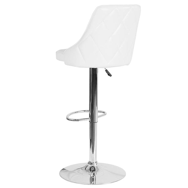 Flash Furniture Trieste Contemporary Adjustable Height Barstool in White Leather - DS-8121A-WH-GG